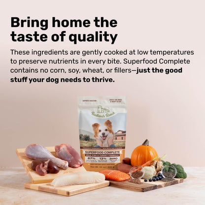 BADLANDS RANCH- Superfood Complete, Air-Dried Adult Dog Food - High Protein, Zero Fillers, Superfood Nutrition by Katherine Heigl (24 oz. Wild Fish and Turkey Formula)