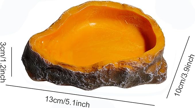 2 Pack Reptile Food and Water Bowls, Resin Simulation Feeding Dishes for Lizards Snakes Tortoises, Terrarium Decorative Landscape Bowls