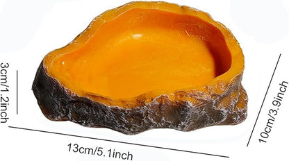 2 Pack Reptile Food and Water Bowls, Resin Simulation Feeding Dishes for Lizards Snakes Tortoises, Terrarium Decorative Landscape Bowls