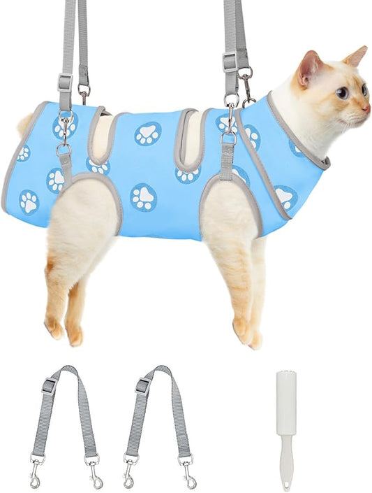 Supet Cat Grooming Hammock, Soft Fabric Nail Clipper Hammock, Self-Adhesive Wrap for Cutting Nails, Quickly Calm Down for Medicine, Teeth Brushing, Ear Cleaning