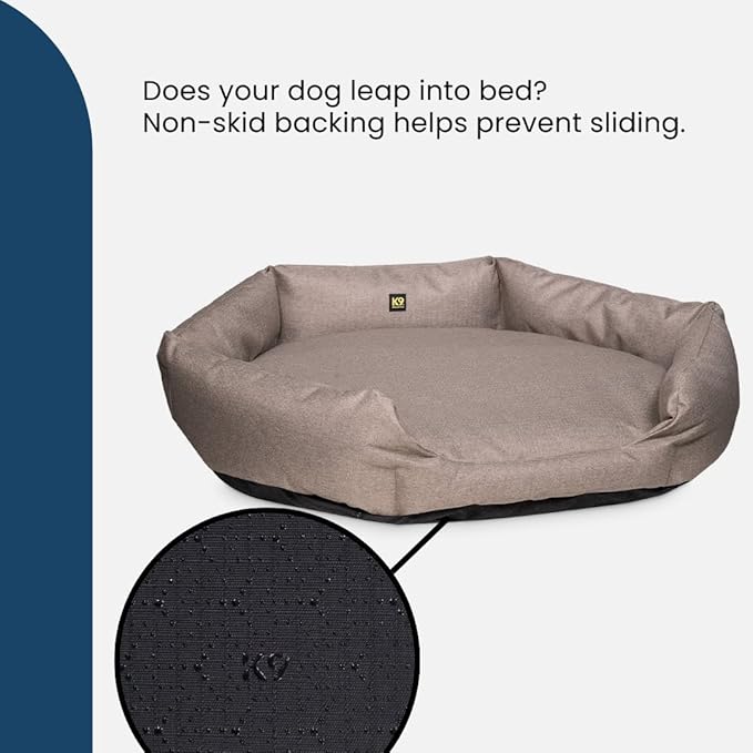 K9 Ballistics Tough Ripstop Oval Bolster Dog Bed, Calming Round Den Shape, Scratch Resistant, Machine Washable - Large, Black Ripstop