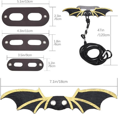 CoguZed Bearded Dragon Leash and Harness Set, Adjustable Lizard Harness, Soft Leather Reptile Costume, Cool Dragon Wing Outfits for Bearded Dragon Lizards(S,M,L, 3 Pack)