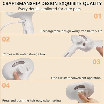 Pet Steam Brush for Cats and Dogs, 3 In 1 Steamy Cat Brush with Release Button and Tank, Anti-Static Pet Spray Hair Removal Comb, Rechargeable Dog Steam Comb for Furry (White)