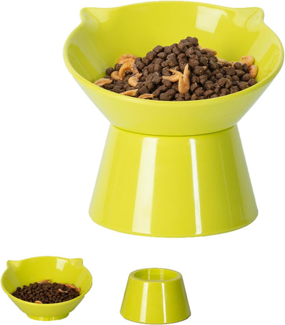 Detachable Elevated Cat Bowls, 15° Tilted Raised Cat Food Bowl Anti-Vomiting,Whisker Friendly, Adjustable Pet Dishes for Protecting Spine, cat Bowls for Indoor Cats Adult Kitten