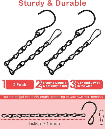 PACETAP Hummingbird Swings and Perches Metal Frame 2 Pack, Wild Bird Swing Outdoor Bird Perch with Wooden Dowel and 2 Hanging Chain for Hanging Indoor, Outdoor, Trunk, Lawn, Patio, Garden (Black)