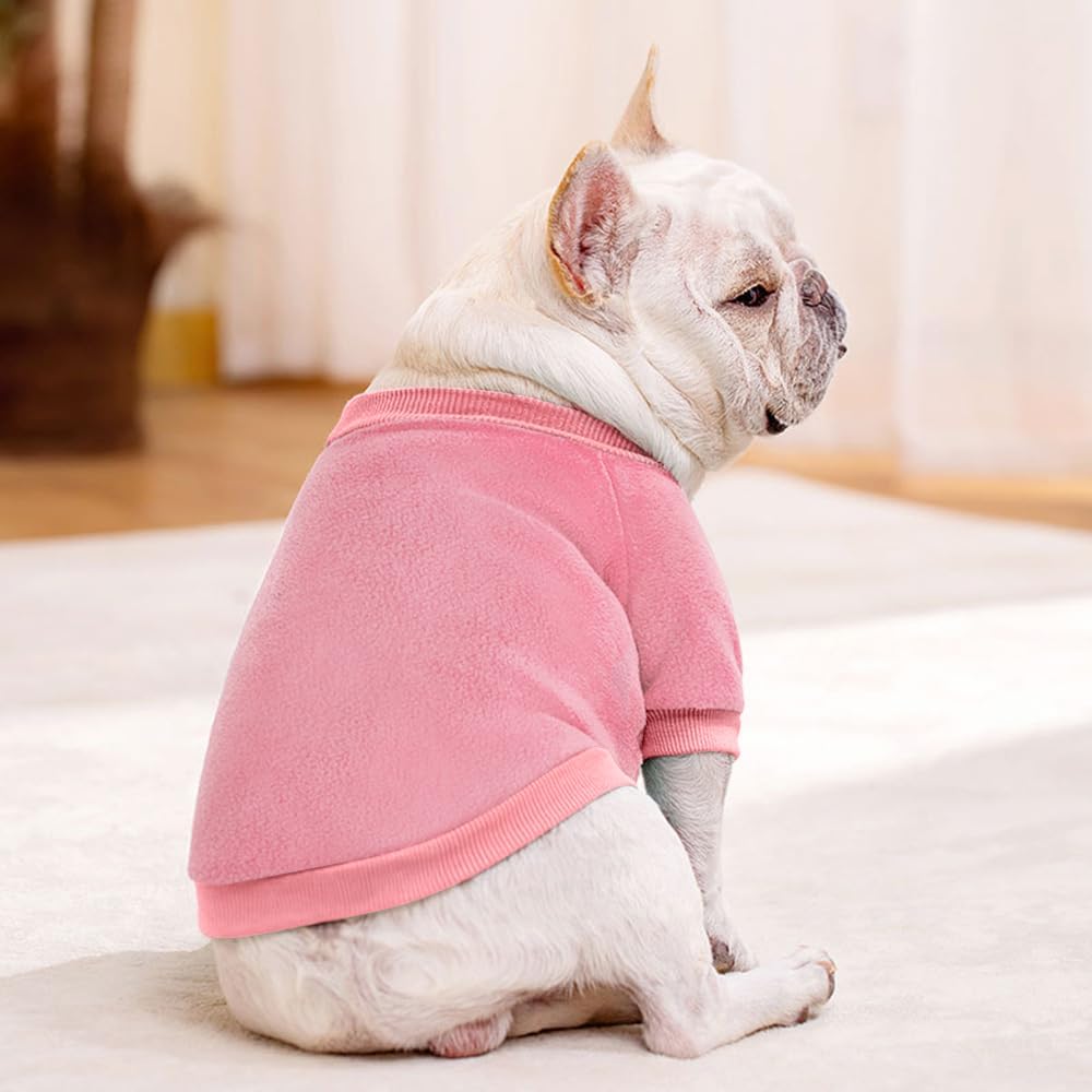 Idepet Dog Fleece Sweater, Small Dogs & Cats Shirt Pullover Sweatshirt, Soft & Warm, Classic Cat & Dog Apparel, XX-Small, Pink