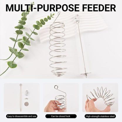 3 Pack Rabbit Toys, Bunny Rat Cage Food Holder Stainless Steel Slow Feeder Hanging Accessories for Rat Guinea Pig Chinchillas Rabbits Hamster Foraging Enrichment Small Animal Toys