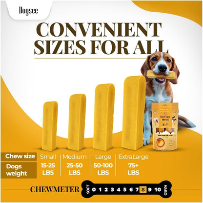 Dogsee Himalayan Yak Cheese Dog Chews with Turmeric/Curcumin 2lb (Large - 8 Chews) | Dog Treats Healthy | Hip & Joint Health Support for Dogs | Long Lasting Dental Treats