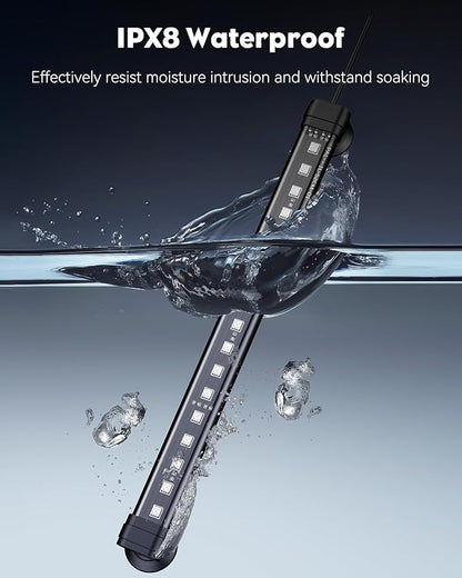 Pawfly 12 Inch 11 W Aquarium Color Enhancement Light for 13" to 22" Fish Tanks IPX8 Waterproof Aquarium LED Light Brilliant RGB Lights with 7 Single Color Effects Timer & Adjustable Brightness