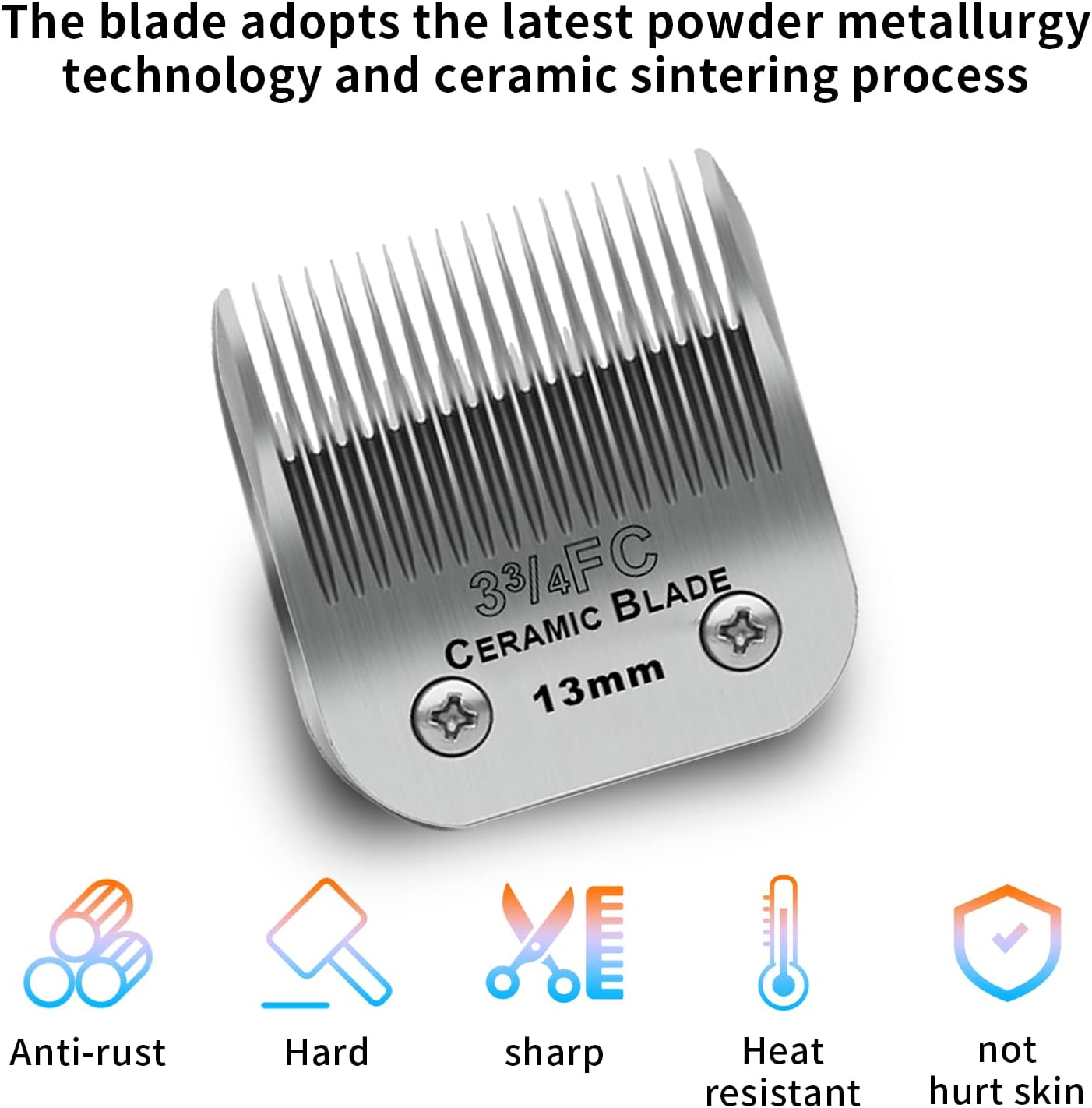 3 Pack 3-3/4FC Detachable Pet Dog Grooming Ceramic Blades,Compatible with Andis,Oster A5,Wahl KM-10 Series,Size 3-3/4FC Blade 1/2-Inch 13MM Cut Length