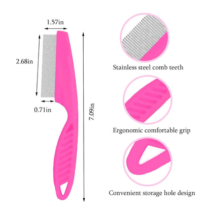 3-in-1 Pet Grooming Kit for Small Animals, Including a Telescopic Scratcher, a Flea and Lice Comb, and a Pair of Massage Gloves, Pet Massage Set for Dogs, Cats, Rabbits, Guinea Pigs, Hamsters, etc