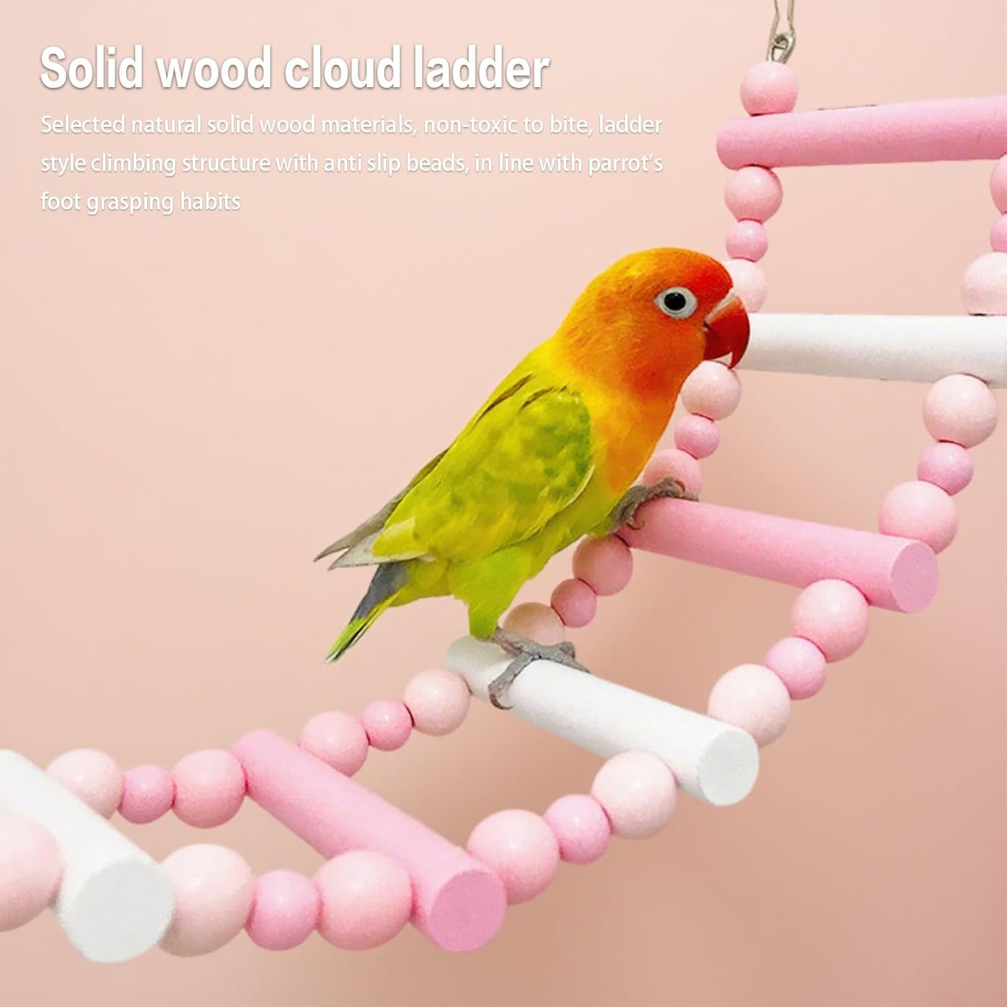 Bird Cage Accessories - Cockatiel Toys Bird Rope Perches Swing Suitable for Parakeet Conure Cockatiel Mynah Love Birds Finches(Pink)