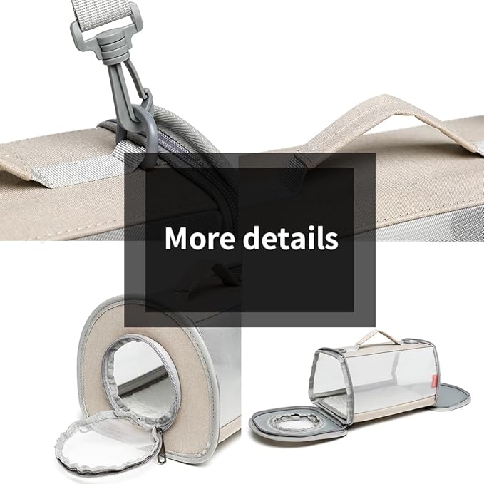 Guinea Pig Carrier Travel Small Animal Carrier Bag Lizard Bird Rabbit Carrier Cage Squirrel Breathable Bag Portable Travel Hamster Small Pet Hangbag (Small, Khaki)