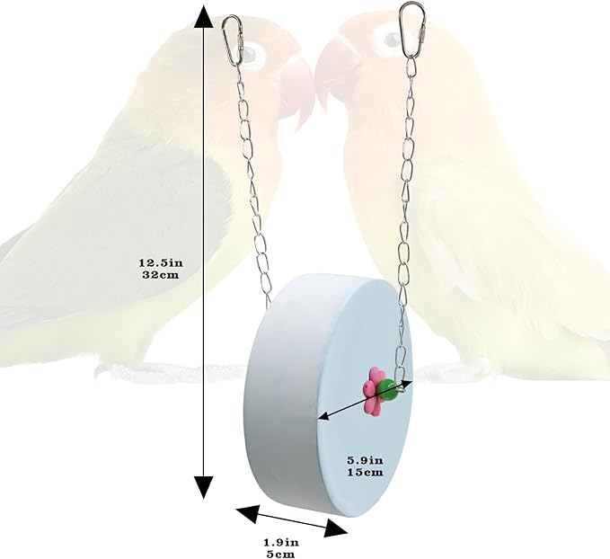 Bird Beak Grinding Stone – Large Blue Cylinder Parrot Chew Toy with Metal Hanging Chain – Cage Accessory for Macaws, African Greys, Cockatiels & Medium to Large Birds