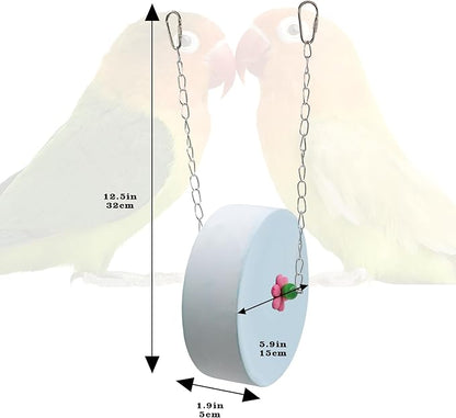 Bird Beak Grinding Stone – Large Blue Cylinder Parrot Chew Toy with Metal Hanging Chain – Cage Accessory for Macaws, African Greys, Cockatiels & Medium to Large Birds