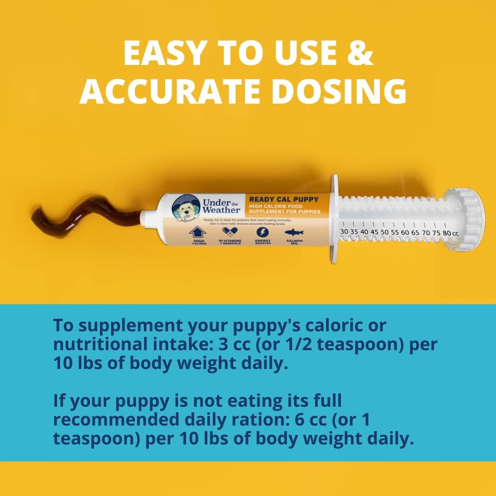 Under the Weather Pet | Ready Cal for Puppies 80cc | High Calorie Puppy Nutritional Supplement | Puppy Weight Gainer and High Calorie Booster | 10 Vitamins, 7 Minerals & Omega Fatty Acids