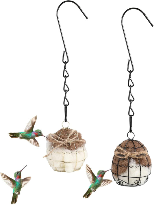 Bird Nesting Material, Hummingbird Nesters, Natural Alpaca Wool Material for Wild Birds, Design for Bird Lover Gifts, Bird Watching Gifts, Refillable Outdoor Bird Nesting Station