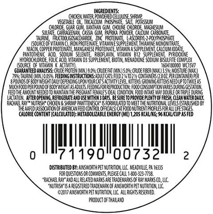 Rachael Ray Nutrish Natural Wet Cat Food, Chicken & Shrimp Pawttenesca Recipe, 2.8 Ounce Cup (Pack of 12), Grain Free