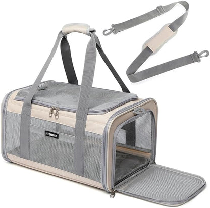 Airline Approved Pet Carrier for Cats and Small Dogs, Breathable and Collapsible Design, Portable Travel Bag for Bearded Dragon, Puppies Animal Hangbag, Rabbit Cage Cage (Khaki, Small)