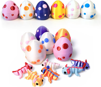 3D Printed Dragon Egg with Dragon Inside,Glowing at Night Dragon Egg Animal Figurines,3D Printed Animals Fidget Toys,Mysterious Gifts Teen Carnival Prizes（1PC） (6pc Set Egg)