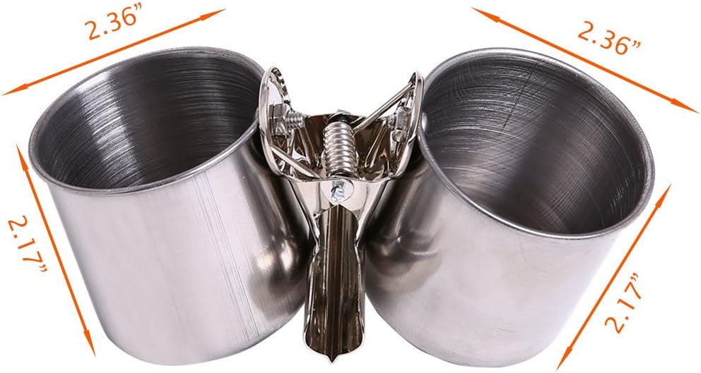 QBLEEV Bird Water Feeder Dishes Bird Bowl for Cage Coop Cups Parrot Food Hanging Pet Animal Stainless Steel Birdcage Bowls Feeding Perches Play Stand with Clamp