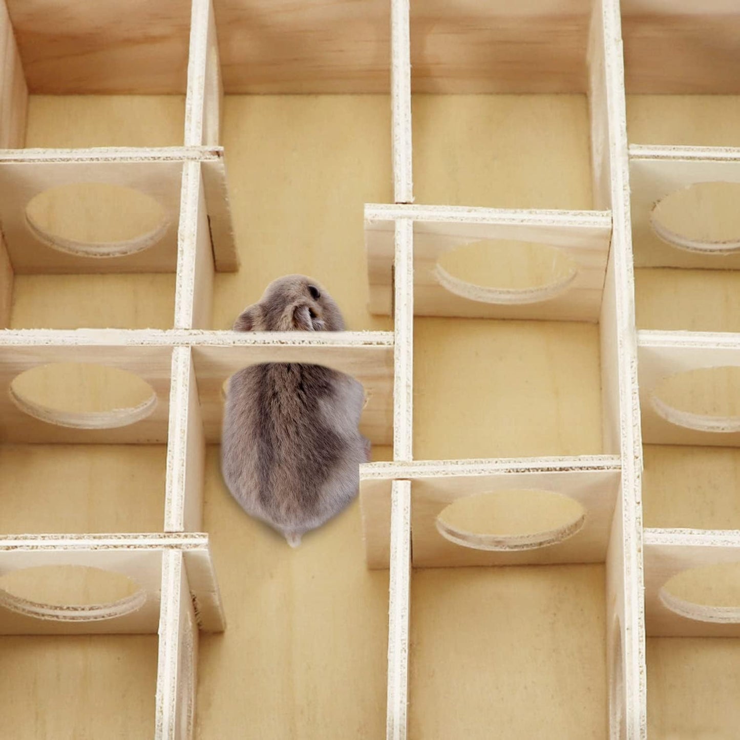 Wontee Wooden Hamster Tunnel Maze with Cover, Hideout & Tunnel Exploring Toys for Dwarf Hamsters Mice Small Gerbil