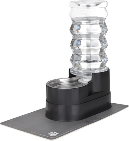 RIZZARI Large Water Dispenser for Dogs: 8L Gravity Black Automatic Stainless Steel Waterer - Raised Pet Feeder for Friendly Senior Medium to Large-Sized Dogs - Good for Spine - in Bedroom Garden