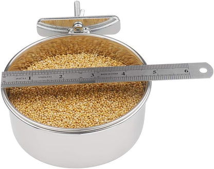 2-Pack Bird Parrot Feeding Cups with Clamp, Stainless Steel Food Water Bowls Dish for Small Animal, Chinchilla, Ferret, Cockatiel, Conure, Parakeet