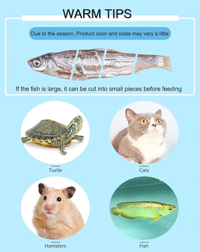 7 OZ Dried River Fish - 100% Natural Food for Turtles, Terrapins, Cats, Reptiles, Large Tropicals,Rodents