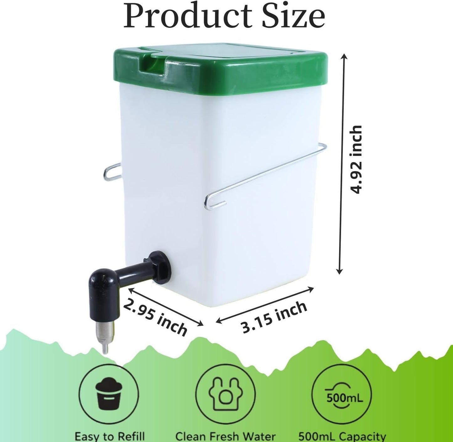 No-Drip Rabbit Water Bottle for Cage, 2Pack 16oz Small Animal Water Dispenser Water Bottle for Small Pet/Bunny/Ferret/Hamster/Guinea Pig/Rabbit/Chinchilla/Mouse (Clear, 16 Ounce)