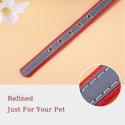 Yonsbox Personalized Reflective Dog & Cat Collar with Silent ID Tag, Custom Engraved Pet Name & Phone Number, Ultra Soft Microfiber, No-Jingle Safety Collar for Small Medium Large Dogs