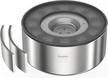 2L No Spill Water Bowl for Dogs, Double-Wall Stainless Steel with Splash-Proof Paws Lid and Floating Disk, Non-Slip Base, Easy to Clean Slow Water Feeder for Small Medium Dogs