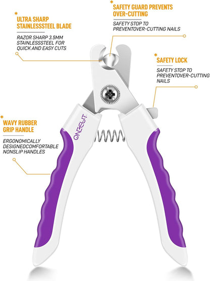 OneCut 6" Dog Nail Clippers for Small, Medium and Large Breed Professional Pet Nail Trimmers -Suitable for Cats, Rabbits and Guinea Pigs with Safety Guard to Avoid Over Cutting (Purple)