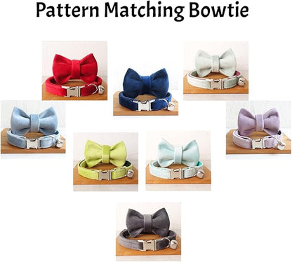 Personalized Cat Collar with Custom Name Plate, Customize Engraved Metal Buckle, Adjustable Velvet Tough Nylon Cat ID Tag Collars with Bell