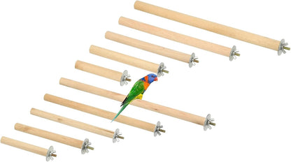 Parrot Perch, Wooden Parrot Perch Stand Toy, Paw Grinding Stick, Bird Cage Accessories, 10 Sizes (Wood Color, 10 Pcs) Birds Toys Intended for Cage/Parakeets/Conure/Budgie