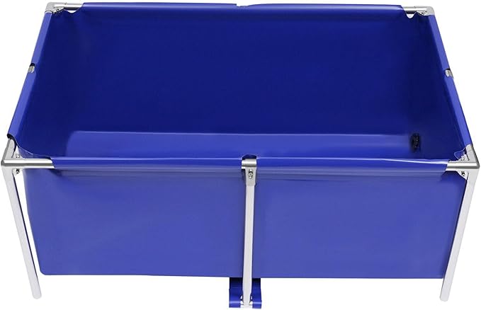 Canvas Fish Pond Foldable Above Ground Fish Aquarium Ornamental Swimming Pool Water Storage Tank Fish Water Tank with Drain Valve Koi Goldfish Tank Breeding Indoor Outdoors