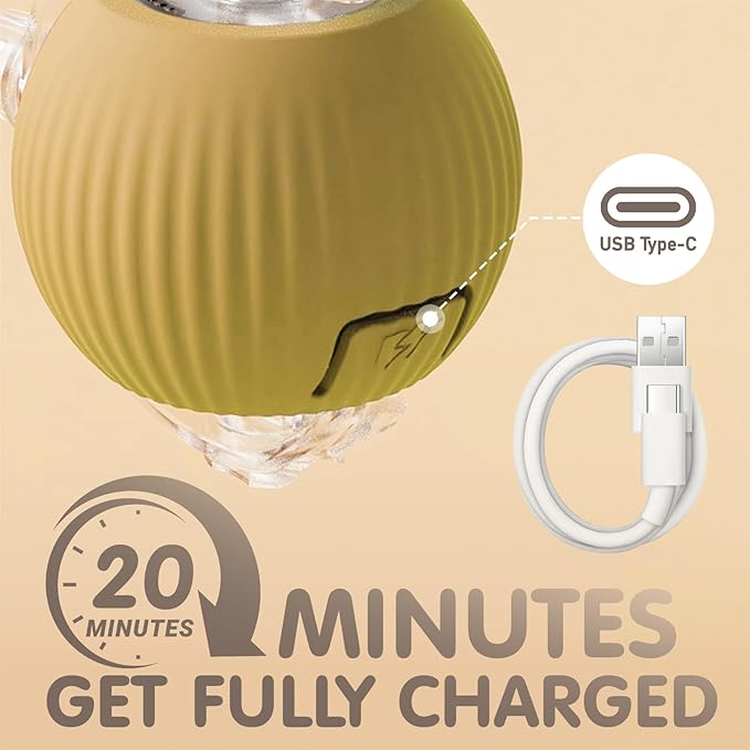 Rocfish Durable Interactive Cat Toys for Indoor Cats, Smart Automatic Cat Chase Ball Toy, Upgraded Speedy Tail Kitten Toy for Bored Indoor Adult Pets (Yellow)