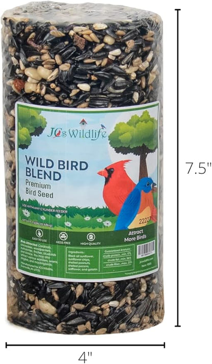 JCs Wildlife Wild Bird Blend Premium Bird Seed Small Cylinder, 1.5 lb (1 Cylinder)