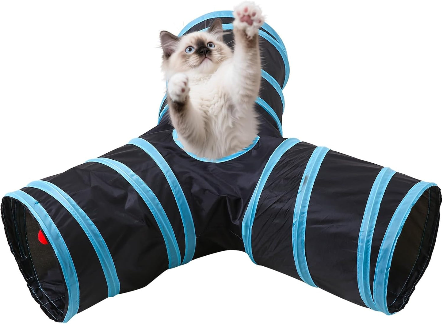 Pet Cat Tunnel, Y-3 Way Tunnels for Indoor Cats, Collapsible Pet Tunnel for Kitten, Puppy, Rabbit, 25cm-Wide Tunnels, Durable & Breathable, with Peek Hole Toy Ball