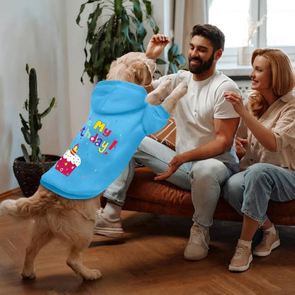 GreenJoy Dog Sweater Dog Hoodie Cold Weather Coat Hooded Sweatshirt for Puppies,Cats, Small Medium Large Dogs (Blue(It's My Birthday), X-Large)