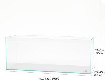 LANDEN 150cm 88.52 Gal Rimless Low Iron Aquarium Large Fish Tank, Bookshelf Aquarium, W59.06×D19.69×H19.41 in (150×50×50cm) 15mm Thickness with Black Nano Foam Leveling mat Included