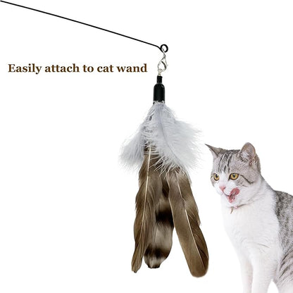 Cat Feather Toy Refills, 8 Pieces Natural Da Bird Feathers Refills, Cat Wand Replacement Feathers for Cat Toys