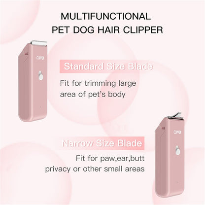 2-in-1 Professional Dog Grooming Kit - Low Noise, Waterproof, USB Rechargeable, and Safe Ceramic Blade - Gift for Dogs and Cats (Pink)