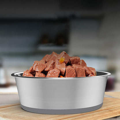 YINGFAN Dog Bowls 2 Pack Durable Heavy Duty Stainless Steel Dog Bowls Non-Slip Basic Bowl for Dogs with Rubber Base (Holds 3 Cups)