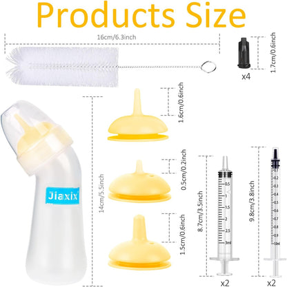 Pet Nursing Bottle Kit for Newborn Animals,Kitten Bottle Feeding Kit Silicone Anti-Choking Nipple and Kitten Syringe for Kittens Puppys Rabbits Squirrel (Yellow)