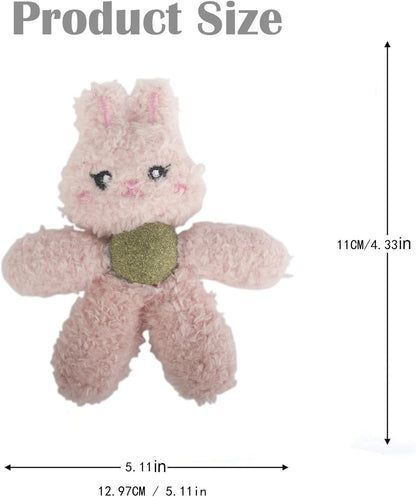 Cat Toys with Catnip Kitten Chew Bite Supplies Boredom Relief Fluffy Kitty Teeth Cleaning Chewing Cat Lovers Interactive Plush Gift (Rabbit&Panda)