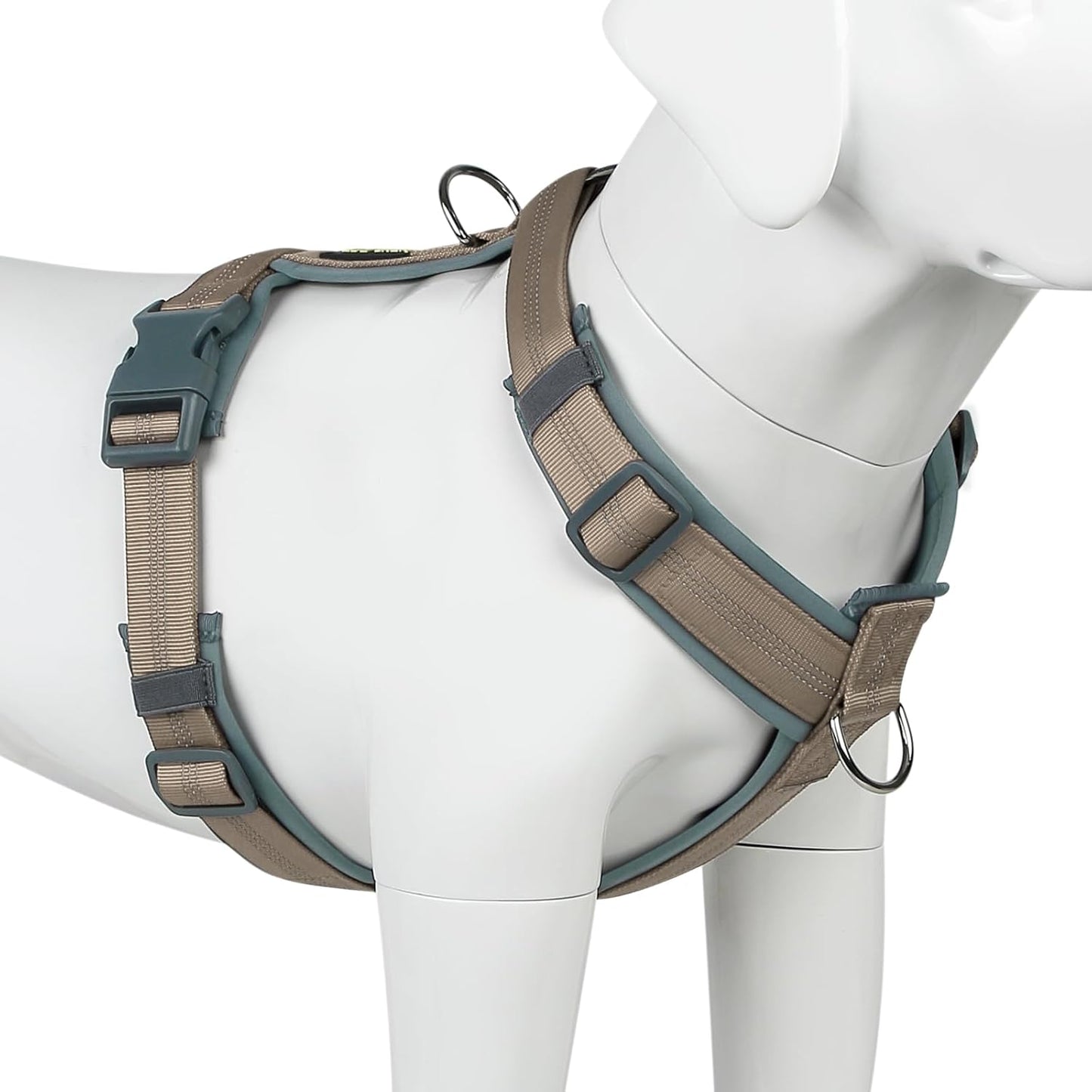 Plutus Pet No Pull Dog Harness, Adjustable Nylon Harness with Soft Padding, Reflective and Heavy Duty Dog Harness for Small, Medium, Large Dogs(Beige, XL)