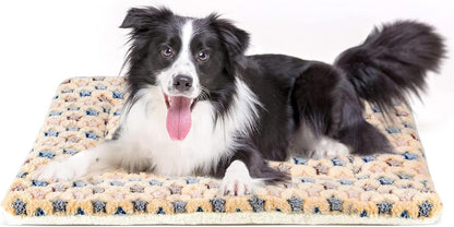 Mora Pets Dog Bed Crate Pad Ultra Soft Pet Bed with Cute Star Print Washable Crate Mat for Large Medium Small Dogs Reversible Fleece Dog Crate Kennel Mat Cat Bed Liner 35 x 22.8 inch Brown