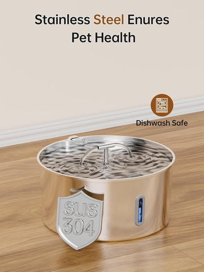 Dog Water Fountain for Large Dogs, 7L/236oz/1.8G Stainless Steel Dog Fountain, Large Automatic Pet Drinking Bowl Dispenser with Quiet Pump, Multiple Filtration, Dual-Stream for Cats and Dogs Indoor