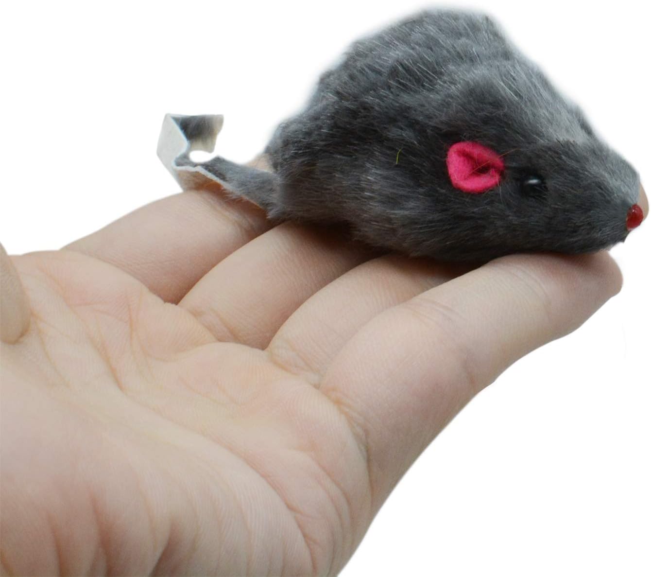 20 PCS Furry Squeak Mouse Rattle Sound Plush Mice Fur Interactive Catch Play Catcher Pet Kitten Cat Toys (Random Color)